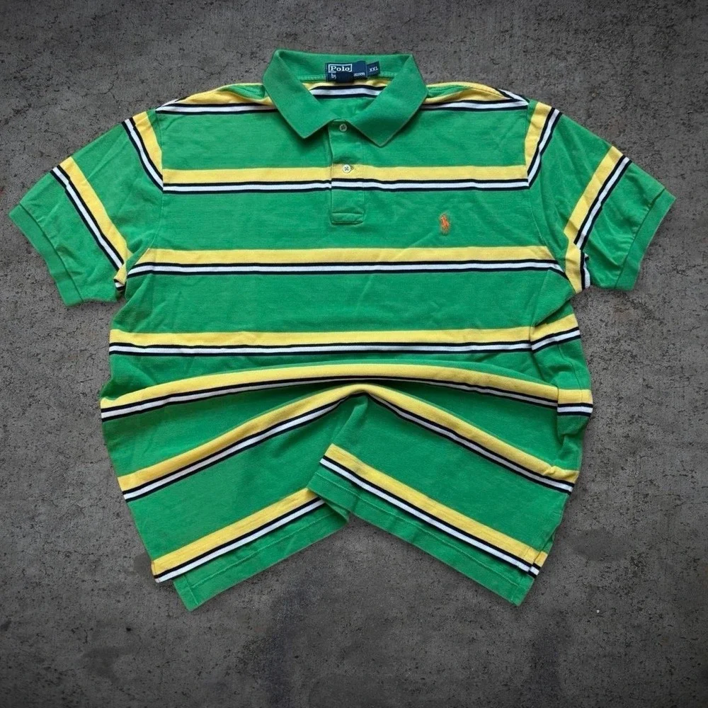 Vintage Polo Ralph Lauren Striped Polo Size 2XL Preppy Y2K 2000s Kanye